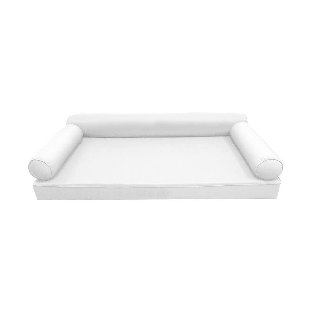 Prolinemax Style 6 - Mattress & Pillow Bolster for Outdoor Indoor Daybed Porch Swing Bed Piped Trim Queen Size AD106 | Covers ONLY |