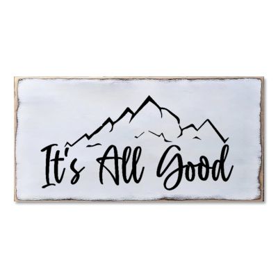 Alioyoit Rustic Wood Sign Home Decorative Sign It's All Good Distressed Look Inspirational Quote Wooden Plaque Vintage Wall Hanging Art Decoration for Farmhouse Room Door Gate