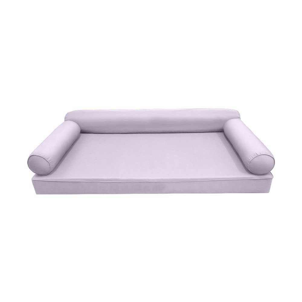 Prolinemax Style 6 - Mattress & Pillow Bolster for Outdoor Indoor Daybed Porch Swing Bed Piped Trim Queen Size AD107 | Covers ONLY |