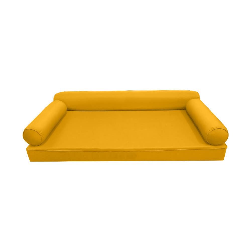 Prolinemax Style 6 - Mattress & Pillow Bolster for Outdoor Indoor Daybed Porch Swing Bed Piped Trim Queen Size AD108 | Covers ONLY |