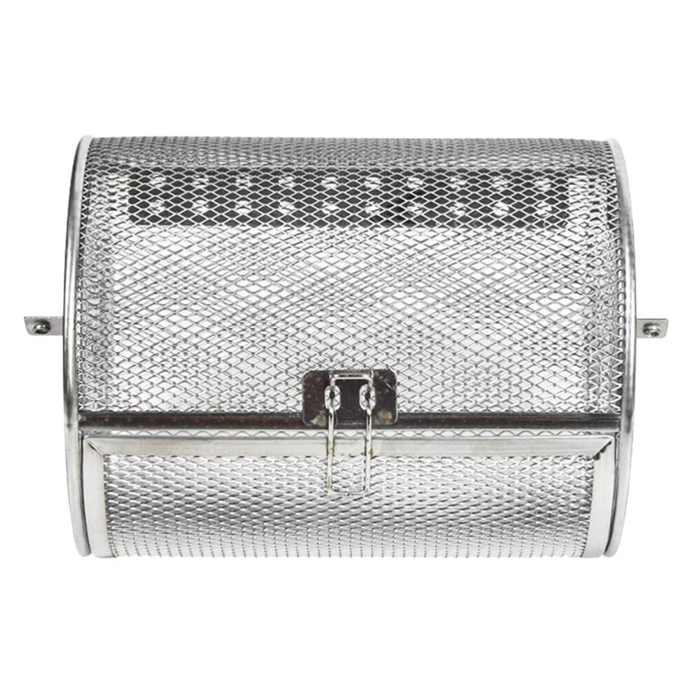 Cabilock Stainless Steel Rotating Grilling Cage for Nuts and Meat Easy to Use Clean Maintain Versatile Baking Tool for Air Fryers and Ovens Compact Design Grey