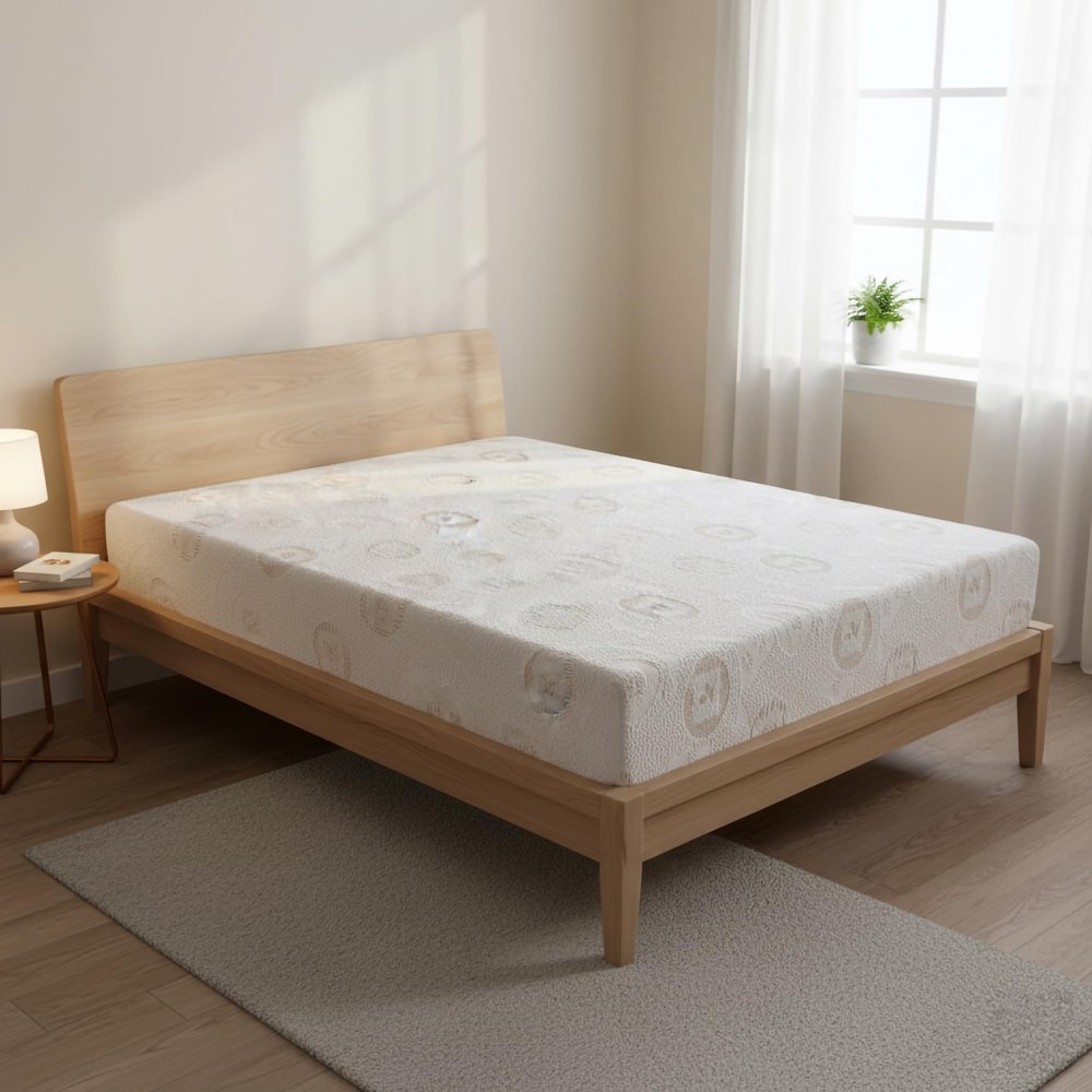 AC Pacific Herbal Fusion Collection Green Tea Infused Polyester Memory Foam Mattress Made in USA, Queen, White