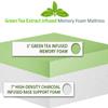 AC Pacific Herbal Fusion Collection Green Tea Infused Polyester Memory Foam Mattress Made in USA, Queen, White view 4