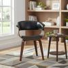 AC Pacific D-007 Curved Mid Century Modern Dining Chair with Faux Leather Padded Seat & Back, Wooden Frame, Elegant Kitchen Accent Furniture, Easy Assembly, Black view 1