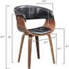 AC Pacific D-007 Curved Mid Century Modern Dining Chair with Faux Leather Padded Seat & Back, Wooden Frame, Elegant Kitchen Accent Furniture, Easy Assembly, Black view 2