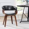 AC Pacific D-007 Curved Mid Century Modern Dining Chair with Faux Leather Padded Seat & Back, Wooden Frame, Elegant Kitchen Accent Furniture, Easy Assembly, Black view 3