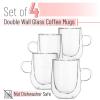 BTaT Double Wall Glass Coffee Mugs, 5 oz (150ml), Set of 4, Clear Latte Mugs view 2