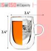BTaT Double Wall Glass Coffee Mugs, 5 oz (150ml), Set of 4, Clear Latte Mugs view 3