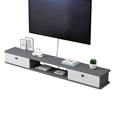 WANGPP Floating TV Stand Wall Mounted Floating TV Cabinet Storage Shelf Unit,Entertainment Center Cabinet Component,for Audio/Video Console Cable Box Router (Color : Gray, Size : 120x22x19cm)