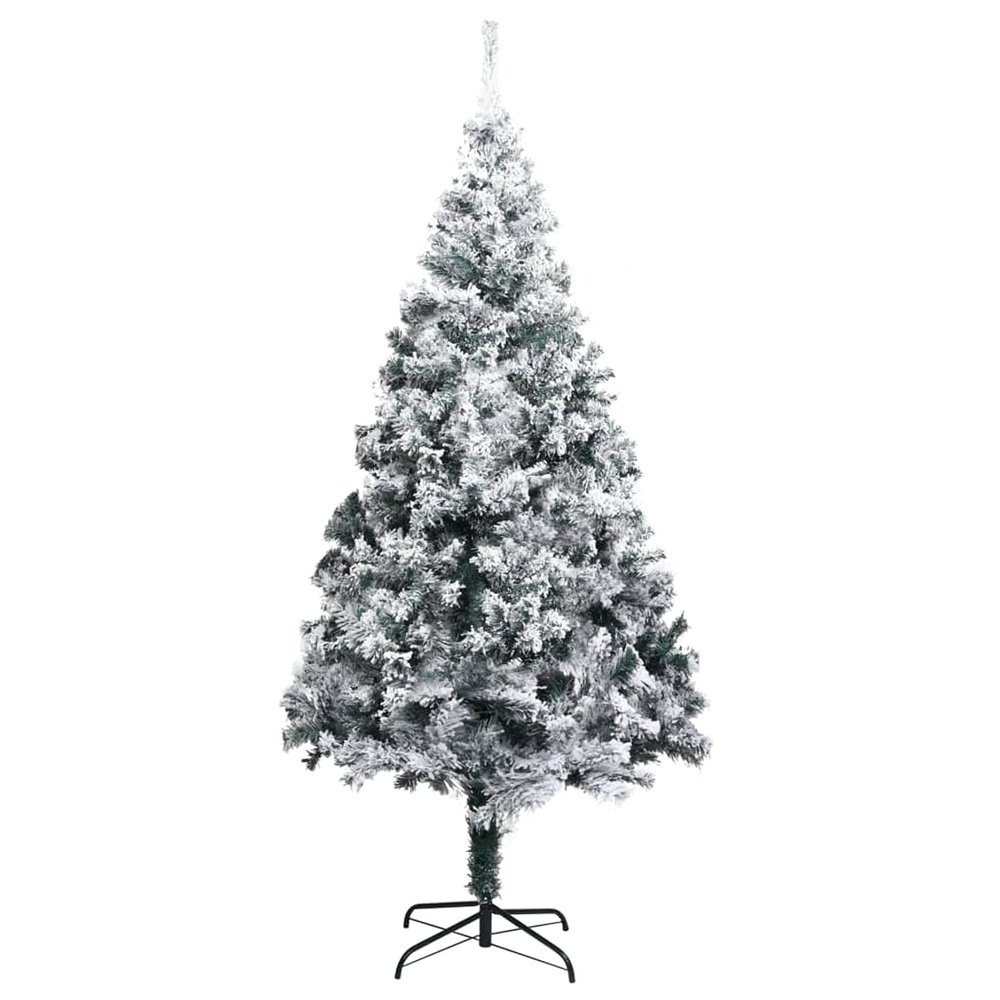 Tidyard Artificial Christmas Tree, Green PVC Snow Flocked Pine Xmas Tree with Adjustable Branches 70.9 Inches for Indoor Outdoor Holiday Decor