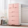 6 Drawers Plastic Storage Tower, 40 x 19.7 Inch Plastic Dresser Storage Tower Closet Organizer Storage Tower with Drawer Multi-layer Closet Organizer for Home, Office, Bedroom (Pink) view 2