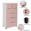 6 Drawers Plastic Storage Tower, 40 x 19.7 Inch Plastic Dresser Storage Tower Closet Organizer Storage Tower with Drawer Multi-layer Closet Organizer for Home, Office, Bedroom (Pink) view 4