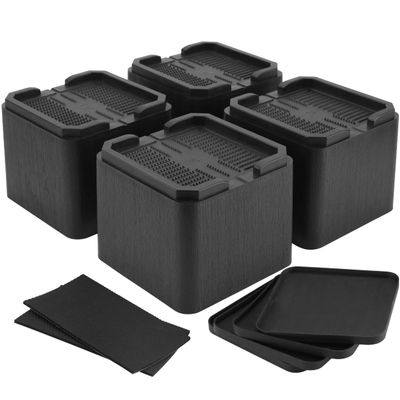 BTSD-home 4 Inch Bed Risers Heavy Duty Adjustable Oversized Bed and Furniture Raisers for Dorm Couch Sofa Bed Lifts 4 Pack