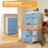 6 Drawers Plastic Storage Tower, 40 x 19.7 Inch Plastic Dresser Storage Tower Closet Organizer Storage Tower with Drawer Multi-layer Closet Organizer for Home, Office, Bedroom (Blue) view 4