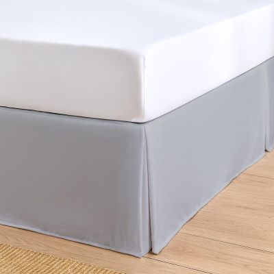 Cottington Lane Luxury Pleated Bedskirt Twin Size 21 Inch Drop Split Corners, Hotel Luxury 1800 Ultra-Soft Tailored Drop Box Pleated Styling Dust Ruffle, Classic & Clean Look, Silver Grey
