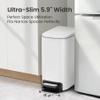 Cesun Small Bathroom Trash Can with Lid Soft Close, Step Pedal, 6 Liter / 1.6 Gallon Stainless Steel Slim Garbage Can for Bedroom, Diaper Waste Basket with Removable Inner Bucket (White) view 2