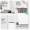 Cesun Small Bathroom Trash Can with Lid Soft Close, Step Pedal, 6 Liter / 1.6 Gallon Stainless Steel Slim Garbage Can for Bedroom, Diaper Waste Basket with Removable Inner Bucket (White) view 4