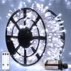 JMEXSUSS Christmas Lights, 8 Modes Waterproof Christmas Light Outdoor Plug in, Clear Wire String Lights Indoor Bedroom 500LED White 163ft view 1