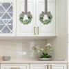 Syhood 2 Pieces 9" Mini Eucalyptus Wreath Artificial Spring Summer Greenery Wreath for Front Door Farmhouse Kitchen Cabinet with Ribbon for Porch Wall Window Decor(Plaid Bow Style) view 4
