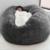 Bean Bag Chair Cover, 7FT Giant Breathable and Durable Comfortable (No Filler) Big Round Soft Fluffy Faux Fur BeanBag Lazy Sofa for Adult Living Room 180x90 cm view 1
