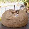 Bean Bag Chair Cover, 7FT Giant Breathable and Durable Comfortable (No Filler) Big Round Soft Fluffy Faux Fur BeanBag Lazy Sofa for Adult Living Room 180x90 cm view 1