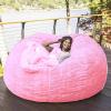 Bean Bag Chair Cover, 7FT Giant Breathable and Durable Comfortable (No Filler) Big Round Soft Fluffy Faux Fur BeanBag Lazy Sofa for Adult Living Room 180x90 cm view 1