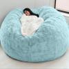 Bean Bag Chair Cover, 7FT Giant Breathable and Durable Comfortable (No Filler) Big Round Soft Fluffy Faux Fur BeanBag Lazy Sofa for Adult Living Room 180x90 cm view 1