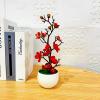 curfair Artificial Plant Artificial Flowers Exquisite Simulation Bonsai Realistic Anti Fade Faux Silk Flower Nice-Looking Fake Plum Blossom Flower Plant Simulation Flower Home Decor-Bright Red view 4