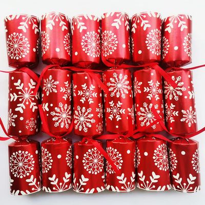 Christmas Cracker Set of 6pcs 10 inch Snowflake Santa Claus Father Christmas (Deep red Snowflake)