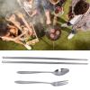 3PCS Premium Travel Utensils With Case, Stainless Steel Reusable Portable Utensils Set With Case,Travel Silverware Set With Case for Camping Picnic Workplace view 4