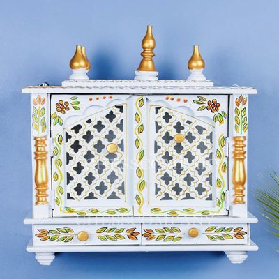 Wooden Temple/Home Temple/Pooja Mandir/Pooja Mandap/Temple for Home by Kamdhenu Art And Craft (White)