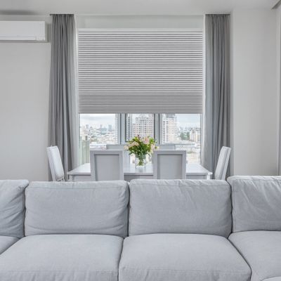 MOOD Blackout Cellular Shades | Luxury Meets Function | Cordless, Extra Large 1.5 Inch Cells, Insulation, Acoustic Comfort | Honeycomb Blinds for Windows | Dove Grey | 70" Width x 72" Height