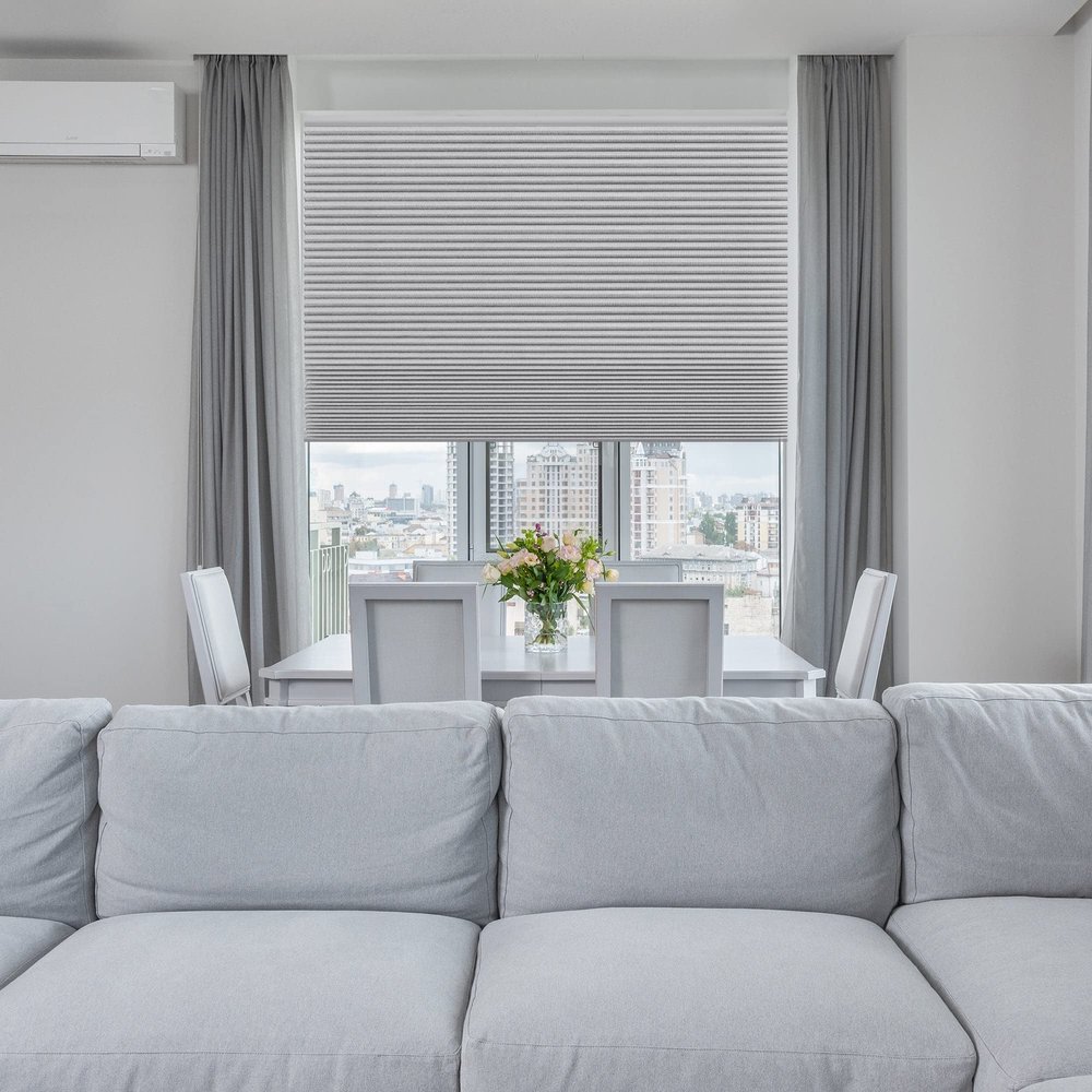 MOOD Blackout Cellular Shades | Luxury Meets Function | Cordless, Extra Large 1.5 Inch Cells, Insulation, Acoustic Comfort | Honeycomb Blinds for Windows | Dove Grey | 70" Width x 72" Height