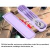 Stainless Steel Flatware Set with Portable Box, Reusable Flatware Cutlery Set, Camping Travel Utensils Set Include Fork Spoon Chopsticks(Purple) view 3