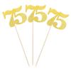 12 PCS Glitter Number 75 Centerpiece Sticks 75th Birthday Cake Toppers Seventy Five Table Flower Topper Decorations for 75th Birthday Anniversary Party Centerpiece Supplies Gold view 3