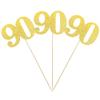 12 PCS Glitter Number 90 Centerpiece Sticks 90th Birthday Cake Toppers Ninety Table Flower Topper Decorations for 75th Birthday Anniversary Party Centerpiece Supplies Gold view 3