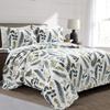 Lush Decor Devonia Allover Reversible Oversized 3 Piece Cotton Quilt Set, King, White & Green view 1
