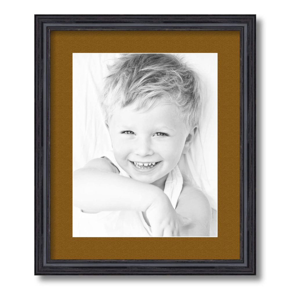 ArtToFrames 11x14 inch Black Stain on Solid Red Oak Picture Frame with 2 Inch Single Coronado Mat, SingleMat-0066-59504-YBLK-11x14-592