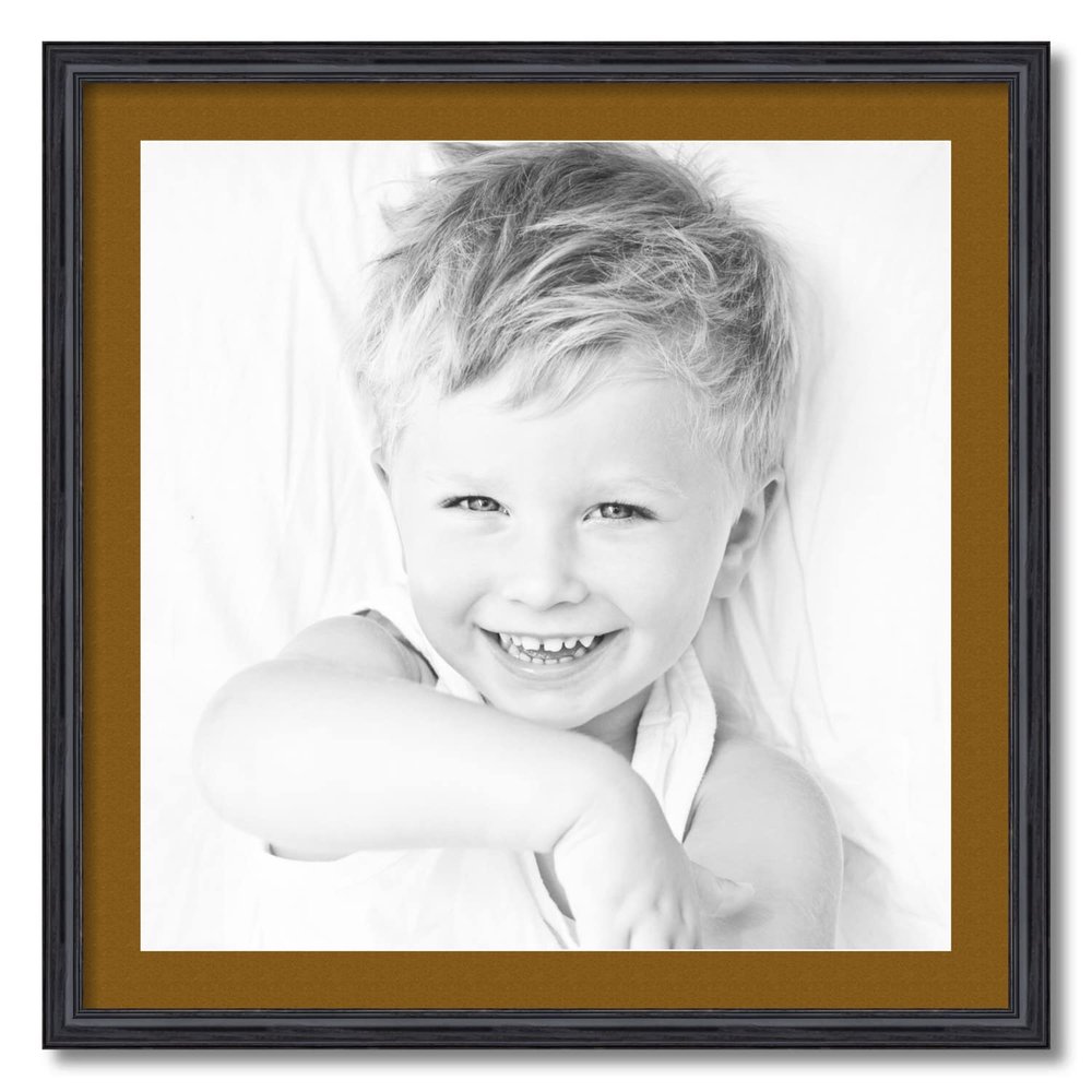 ArtToFrames 24x24 inch Black Stain on Solid Red Oak Picture Frame with 2 Inch Single Coronado Mat, SingleMat-0066-59504-YBLK-24x24-592