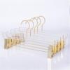 10 Pieces of Acrylic Transparent Gold Hook Hanger Acrylic Hanger with Gold Clip Clear Acrylic Hanger Pants Hanger Clip Skirt Display view 1