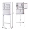 Fabsmurd Over The Toilet Bathroom Cabinet Organizer with Door Freestanding Wooden Space-Saving Heavy Duty Corner Shelf Multifunctional Storage Toilet Rack Bathroom Furniture (White) view 2