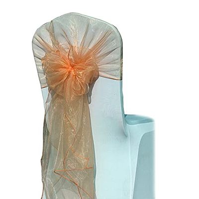 (65X275cm) 10pcs Organza Chair Hoods Wedding Event Party Banquet Decoration Chair Caps Wrap Tie Back Chair Cover Sash Supplies - (Color: Peach)
