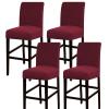 GAMUKAI Stretch Bar Stool Covers  Set of 4 Elastic Slipcovers for Counter Stools, Pub Chairs & Dining Room Seats  Jacquard Fabric, Removable Washable Seat Covers (Burgundy, 4) view 1