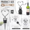 60 Pack Bridal Shower Favors Heart Shape Wine Stoppers Bulk Wedding Favors for Guests Love Wine Bottle Stopper Sliver Champagne Beer Bottle Cover with Sheer Bags Labels Wedding Gift Valentine Decor view 3