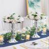 2 Pcs Silver Vases for Centerpieces, 13.8in Crystal Flower Arrangement Stand, Wedding Centerpieces for Tables, Tall Metal Flower Vase Holders for Wedding, Event, Reception, Birthday, Home Decor view 2