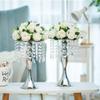 2 Pcs Silver Vases for Centerpieces, 13.8in Crystal Flower Arrangement Stand, Wedding Centerpieces for Tables, Tall Metal Flower Vase Holders for Wedding, Event, Reception, Birthday, Home Decor view 3