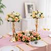 2 Pcs Gold Vases for Centerpieces, 13.8in Crystal Flower Arrangement Stand, Wedding Centerpieces for Tables, Tall Metal Flower Vase Holders for Wedding, Event, Reception, Birthday, Home Decor view 2
