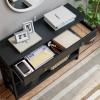 3-Tier Console Table with 1 Drawer and 2 Open Shelves, Narrow Wood Hallway Table Entry Table, X-Shaped Side Sofa Table for Living Room, Easy Assembly, 39.4in W x 11.8in D x 31.5in H, Black view 4