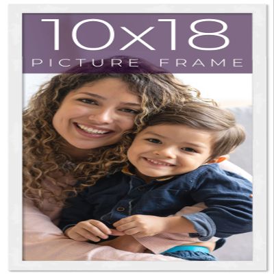 10x18 Frame White Real Wood Picture Frame Width 0.75 Inches | Interior Frame Depth 0.5 Inches | White Mid Century Photo Frame Complete with UV Acrylic, Foam Board Backing & Hanging Hardware