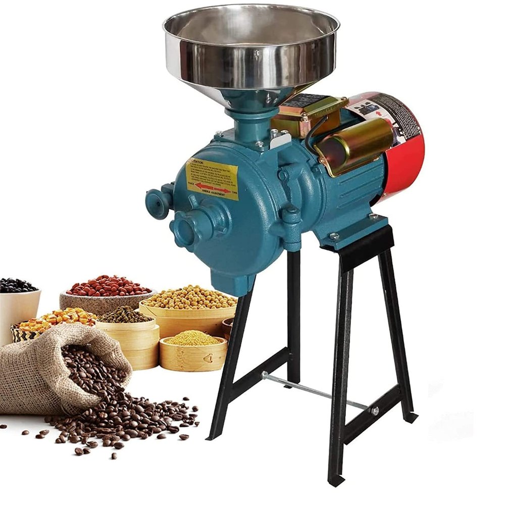 LILYPELLE 3000W Electric Grain Mill, 110V Corn Grinder Mill Grinder Heavy Duty Grain Grinders Commercial Electric Feed Mill Dry Cereals Grinders Corn Grain Coffee Wheat Feed Machine With Funnel